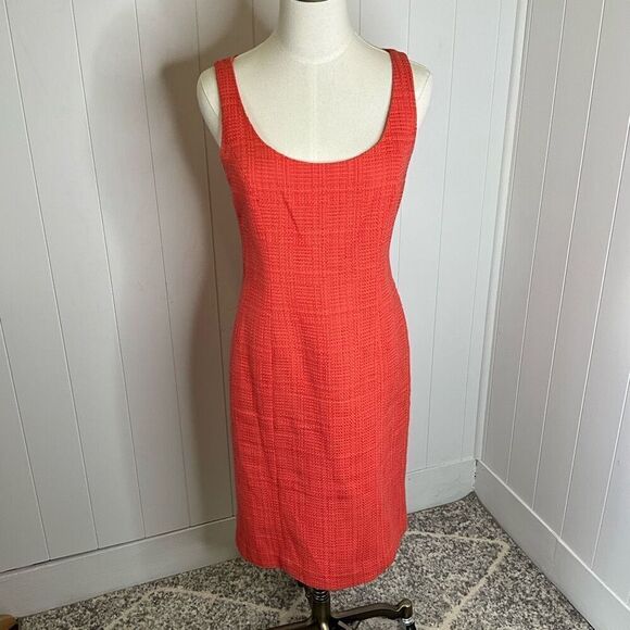 Ellen Tracy Women Size 6 Two Piece Tank Dress & Jacket Red Button Front Textured - Picture 11 of 16